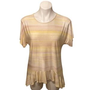 Cato Saint Tropez Aspen Gold Sportswear Peplum Top Casual Size Small Spring Fall